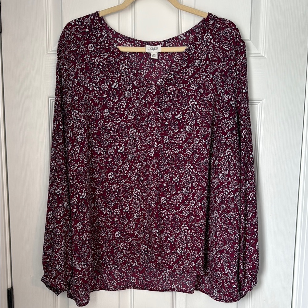 JCrew Women's Floral Burgundy Top